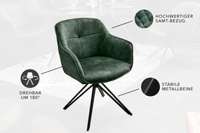 Stolička Euphoria tmavozelená zamatová otočná