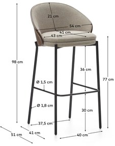 Hnedá/béžová barová stolička (výška sedadla 77 cm) Eamy – Kave Home