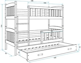 Interbeds Poschodová posteľ Kubus prírodná rozkladacia s matracom 190cm x 90cm - biela