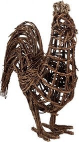 Hnedá prútená dekorácia kohút - 34*15*39 cm