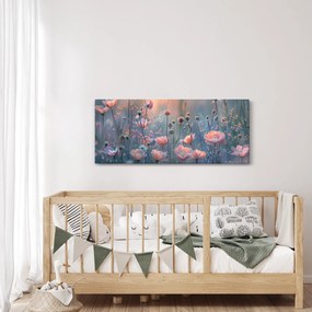 Obraz - Kvety v pastelových farbách (120x50 cm)