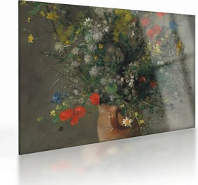 Sklenený obraz - Auguste Renoir,  Flowers in a Vase, reprodukcia (70x50 cm)