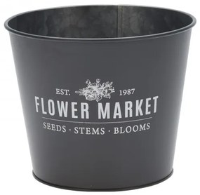 Kvetináč Flower market – čierny 17x14 cm