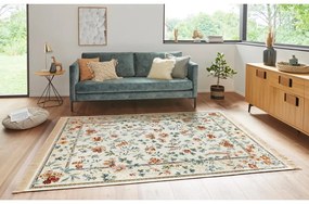 Krémovobiely koberec z viskózy 135x195 cm Oriental Flowers – Nouristan