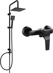 Mexen Tord sprchová súprava s ručnou a dažďovou sprchou + sprchová batéria Caro, čierna matná, 746640200-70