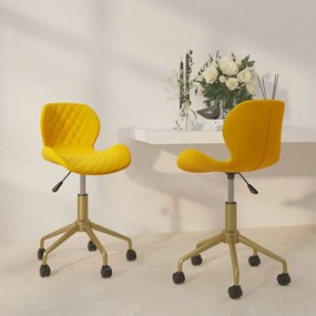 335036 vidaXL Swivel Dining Chairs 2 pcs Mustard Yellow Velvet