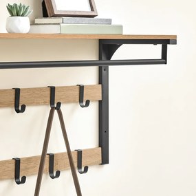 Nástenný vešiak s poličkou OSKAR LCR101B11 čierny / hnedý