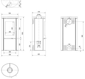 Kratki KOZA/AB/S/DR/BC - Krbové oceľové kachle KOZA/AB/S/DR/BC 8kW 150mm