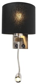 Moderná nástenná lampa oceľ s čiernym tienidlom - Brescia