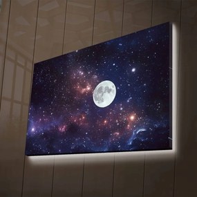 Obraz s LED osvetlením FAREBNÉ NEBA S MESIACOM 45 x 70 cm