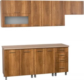 Kuchyňská linka MDF 240cm - typ II, Korpus: Béž pieskový / Dvierka: Crosline ciemny