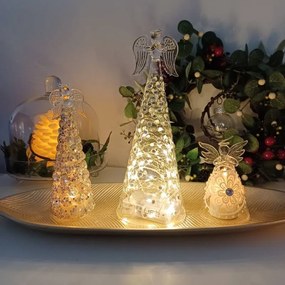 DECOLED Sklenený anjel, 6,5 x 10 cm