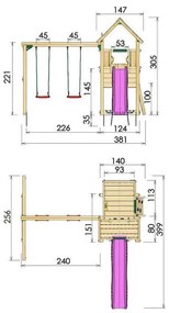 Ihrisko Jungle Cubby so šmykľavkou a modulom 2-Swing Frame 2.0