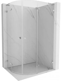 Mexen Lunar, L pravý polkruhový sprchový kút 90 x 80 cm, 8mm číre sklo, chrómový profil, 833L-090P-080L-01-00