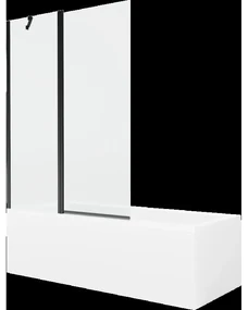 Mexen Cubik obdĺžniková vaňa 160 x 70 cm s obkladom a 1-krídlovou sprchovou zástenou 120 cm, Transparentné, Čierna - 550316070X9