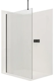 CERANO - Sprchová zástena Walk-in Onyx Top L/P - guľatá vzpera - čierna matná, ryhované sklo - 90x200 cm, CER-CER-8050BD1580