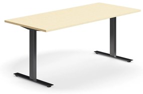 Kancelársky stôl QBUS, rovný, 1800x800 mm, T-rám, čierny rám, breza
