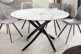 Okrúhly jedálenský keramický stôl Halia 120 cm biely