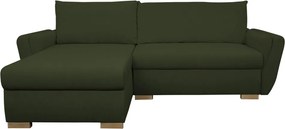 Rohová sedačka Helvetius, tmavo zelená látka