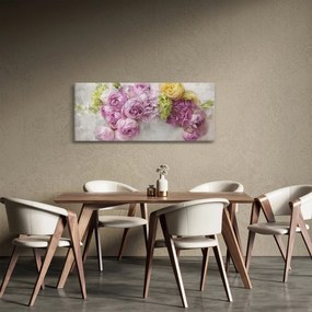 Obraz - Kvety na stene v pastelových farbách (120x50 cm)