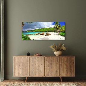 Obraz - Seychely, pláž Takamaka (120x50 cm)