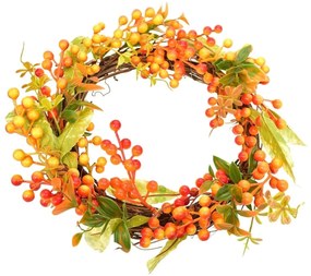 Prútený veniec s umelými jarabinami, 35 cm