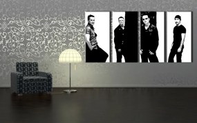 Ručne maľovaný POP Art obraz U2 in Black 4 dielny  U2