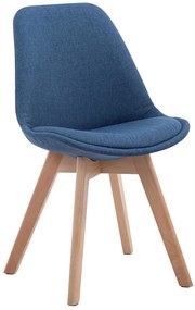 Stolička Borne V2 látka, drevené nohy natura - Modrá