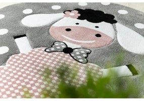 Dywany Łuszczów, Detský kusový koberec Petit Dolly sheep grey kruh, 120x120 (priemer) kruh, ružová, detská izba