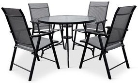 Záhradný jedálenský set Capri 100 cm + 4x kovová stolička Solano