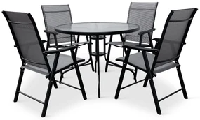 Záhradný jedálenský set Capri 100 cm + 4x kovová stolička Solano
