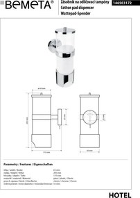 Bemeta Design OMEGA: Zásobník kozmetických tampónov - 146503172