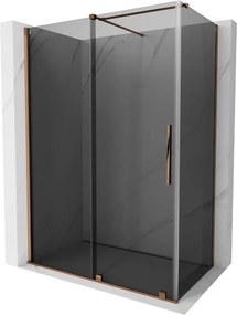 Mexen Velar, sprchový kút s posuvnými dverami 140 x 70 cm, 8mm šedé sklo, ružové zlato, 871-140-070-41-60