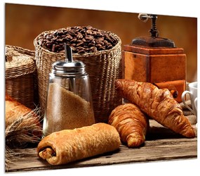 Obraz croissantov a kávy (70x50 cm)
