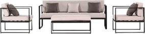 Sensum Skepparholmen Sada lounge nábytku, 4 ks, hliník, čierna