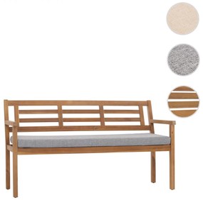 Záhradná lavička HWC-N47, 82x145x59 cm, akáciové drevo - sivý vankúš