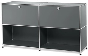 Kovová odkladacia skrinka »CN3« s nastaviteľnými výklopnými priehradkami, sivá