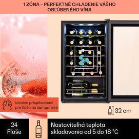 Klarstein Shiraz 24 Uno, vinotéka, 63 l, 24 fliaš, 5-18°C, dotykový ovládací panel
