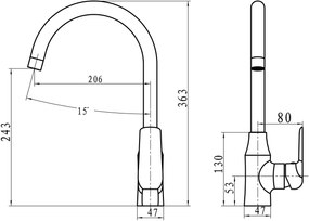 Novaservis Nobless Tina, drezová batéria stojančeková, výtokové rameno 220 mm, chrómová, 38713,0