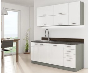Kuchyňa Brunea 180 cm (sivá + lesk biely). Vlastná spoľahlivá doprava až k Vám domov. 1018239