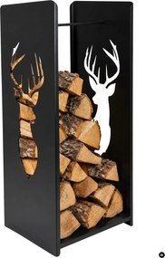 Kovový stojan na drevo Deer, 40x100 cm, čierna
