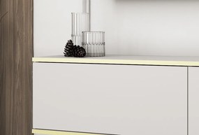 Závesná TV skrinka Orfeo, 135 cm, biela/zlatá