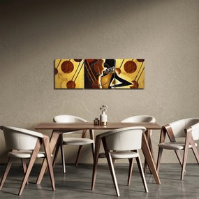 Obraz umelecké pradávnej maľby (s hodinami) (90x30 cm)