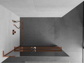 Mexen Kioto+ L, sprchová zástena Walk-In s poličkou a vešiakom 110 x 200 cm, 8mm sklo vzor zrkadlo, ružové zlato profil, 800-110-123-60-50