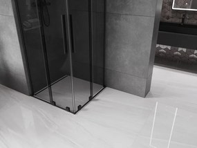 Mexen Velar L Duo, sprchový kút s posuvnými dverami 90 x 90 cm, 8mm šedé sklo, čierna matná, 871-090-090-02-43-70