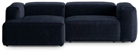Tmavomodrá menčestrová rohová pohovka (ľavý roh/s leňoškou) Bergamo – Cosmopolitan Design