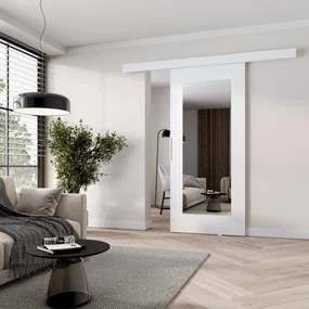 Posuvné dvere so zrkadlom BARRET 9 - 86 cm, biele