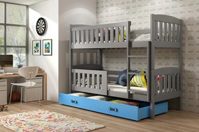 Interbeds Poschodová posteľ Kubus grafit so šuplíkom190cm x 90cm - modrá