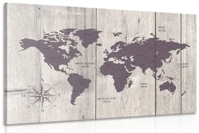 Obraz hnedá mapa na drevenom pozadí