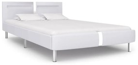 vidaXL Posteľný rám s LED, biely, umelá koža 140x200 cm